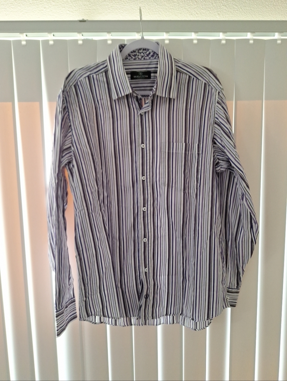 Bugatchi Uomo Purple Striped Button Front Shirt